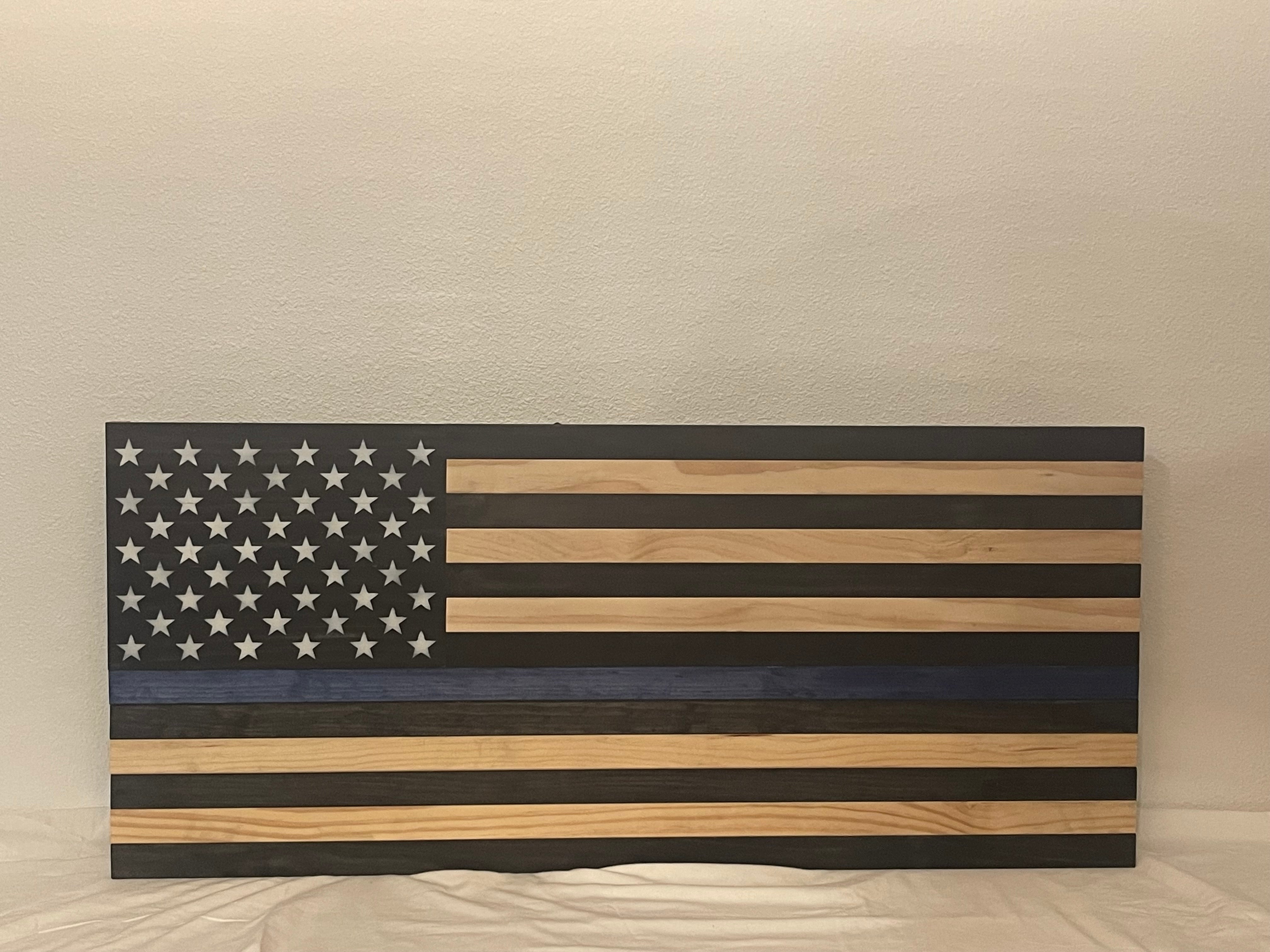 American Flag Blue Line Long Rifle 40" Inside